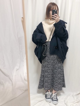 「mercibeaucoup,（メルシーボークー）のアイテム（その他アウター）」を使った、yumi.さん（レディース・151cm）の冬コーディネート