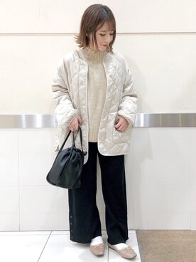 「GRL（グレイル）の2way巾着ショルダーバッグ（ショルダーバッグ）」を使った、yumi.さん（レディース・151cm）の春コーディネート