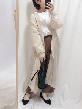 「GRL（グレイル）の2way巾着ショルダーバッグ（ショルダーバッグ）」を使った、yumi.さん（レディース・151cm）の春コーディネート