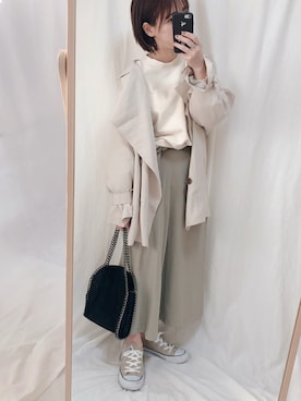 「apres jour mignon（アプレジュールミニョン）のアイテム（トレンチコート）」を使った、yumi.さん（レディース・151cm）の春コーディネート