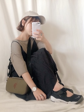 「U.S. POLO ASSN.（ユーエスポロアッスン）のアイテム（ショルダーバッグ）」を使った、yumi.さん（レディース・151cm）の夏コーディネート