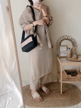 「DHOLIC（ディーホリック）のアイテム（サンダル）」を使った、yumi.さん（レディース・151cm）の夏コーディネート