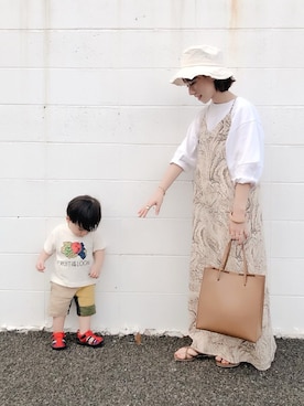 「息子」｜「アイテム（帽子）」を使った、yumi.さん（レディース・151cm）の秋コーディネート