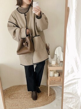 「tiptop（ティップトップ）のアイテム（その他アウター）」を使った、yumi.さん（レディース・151cm）の秋コーディネート