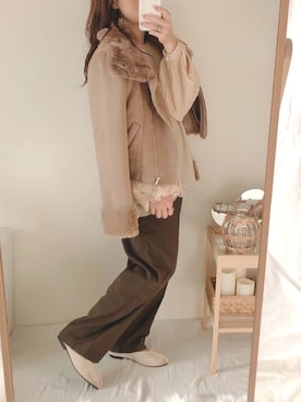 「秋のマイ旬スタイル」｜「アイテム（ムートンコート）」を使った、yumi.さん（レディース・151cm）の秋コーディネート