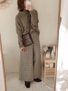 「CORNERS（コーナーズ）のアイテム（パンツ）」を使った、yumi.さん（レディース・151cm）の秋コーディネート