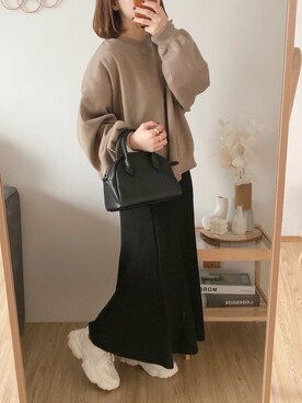 「classicalelf（クラシカルエルフ）のアイテム（スウェット）」を使った、yumi.さん（レディース・151cm）の冬コーディネート