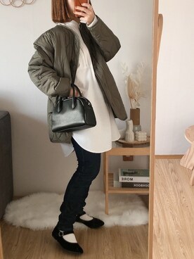 「しまむら（シマムラ）のアイテム（ジャケット/アウター）」を使った、yumi.さん（レディース・151cm）の冬コーディネート