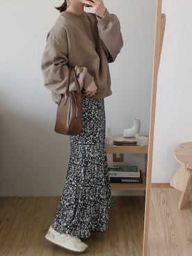 「classicalelf（クラシカルエルフ）のアイテム（スウェット）」を使った、yumi.さん（レディース・151cm）の冬コーディネート