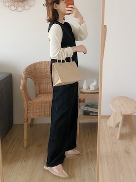 「classicalelf（クラシカルエルフ）のアイテム（オールインワン・サロペット）」を使った、yumi.さん（レディース・151cm）の冬コーディネート