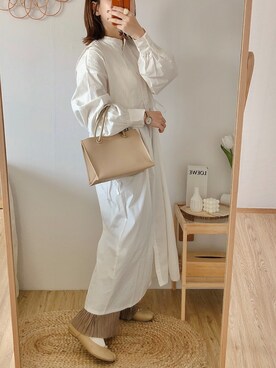 「ap retro（アプレトロ）のアイテム（シャツワンピース）」を使った、yumi.さん（レディース・151cm）の春コーディネート