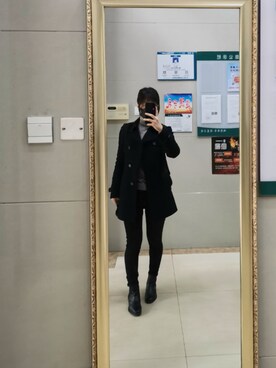 「no brand（ノーブランド）のアイテム（ピーコート）」を使った、wataruさん（レディース・165cm）の冬コーディネート