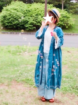 「ピクニック」｜「アイテム（その他アウター）」を使った、ララ☆193さん（レディース・159cm）の春コーディネート