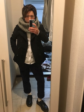 「RAGEBLUE（レイジブルー）のアイテム（ピーコート）」を使った、monさん（メンズ・165cm）の冬コーディネート