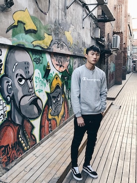 「I Love Ugly（アイラブアグリー）のアイテム（パンツ）」を使った、天气热到半死さん（メンズ・183cm）の秋コーディネート