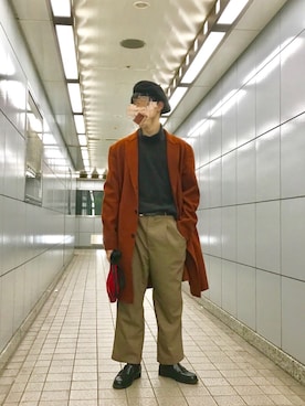 「no brand（ノーブランド）のアイテム（ローファー）」を使った、NOWOさん（メンズ・173cm）の冬コーディネート