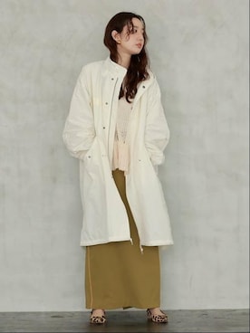「シアーニット」｜「アイテム（モッズコート）」を使った、coen ハヤシライコさん（レディース・160cm）の夏コーディネート