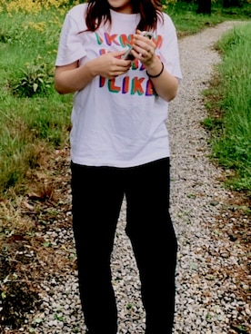 「LOWRYS FARM（ローリーズファーム）のCONEハイライズワイドデニム　800874（デニムパンツ）」を使った、thiagoさん（レディース・157cm）の夏コーディネート