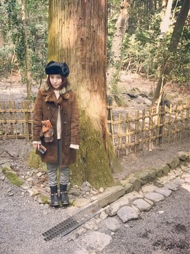 「ラフスタイル」｜「アイテム（ムートンコート）」を使った、laniさん（レディース・153cm）の冬コーディネート