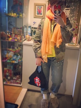 「あちゃちゅむ」｜「アイテム（ミリタリージャケット）」を使った、laniさん（レディース・153cm）の冬コーディネート