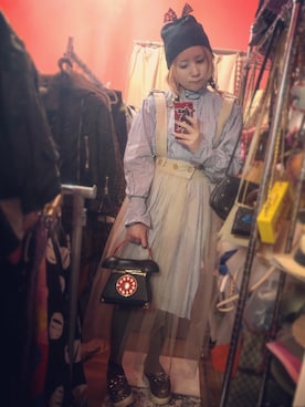 「グリッター」｜「アイテム（ニットキャップ/ビーニー）」を使った、laniさん（レディース・153cm）の春コーディネート