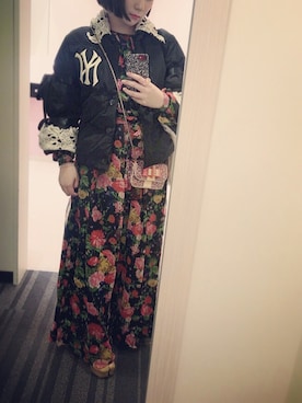 「ロングドレス」｜「アイテム（ジャケット/アウター）」を使った、laniさん（レディース・153cm）の冬コーディネート