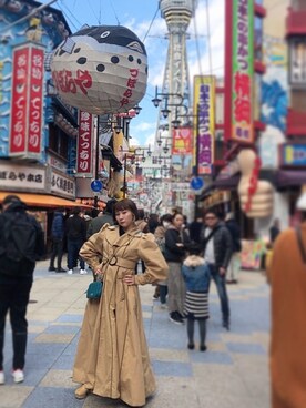 「厚底」｜「アイテム（トレンチコート）」を使った、laniさん（レディース・153cm）の春コーディネート