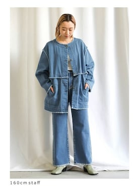 「スタッフコーデ」｜「アイテム（デニムジャケット）」を使った、SELECT MOCA SNAPさん（レディース・160cm）の冬コーディネート
