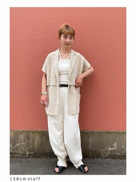 「select MOCA（セレクトモカ）のアイテム（その他アウター）」を使った、SELECT MOCA SNAPさん（レディース・158cm）の夏コーディネート