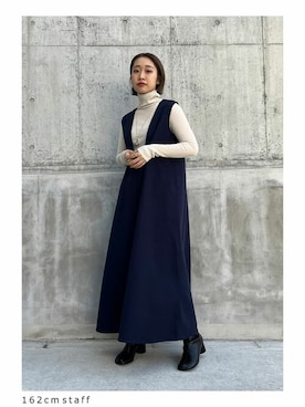 「select MOCA（セレクトモカ）の【13色展開】シンプルリブタートルニット（ニット/セーター）」を使った、SELECT MOCA SNAPさん（レディース・162cm）の秋コーディネート