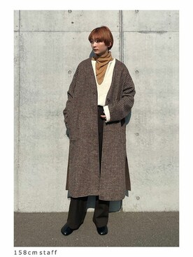 「select MOCA（セレクトモカ）のアイテム（その他アウター）」を使った、SELECT MOCA SNAPさん（レディース・158cm）の秋コーディネート