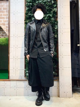 「ラップパンツ」｜「アイテム（ライダースジャケット）」を使った、locul12300905さん（メンズ・167cm）の冬コーディネート