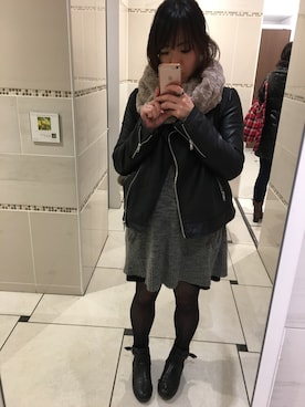 「グレーワンピース」｜「アイテム（その他）」を使った、り☆ささん（レディース・156cm）の冬コーディネート