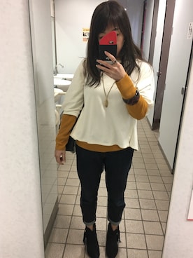 「UNIQLOデニム」｜り☆ささん（レディース・156cm）の冬コーディネート