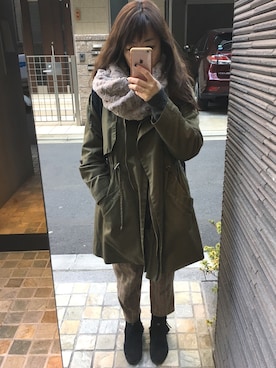 「ファースヌード」｜「アイテム（モッズコート）」を使った、り☆ささん（レディース・156cm）の冬コーディネート