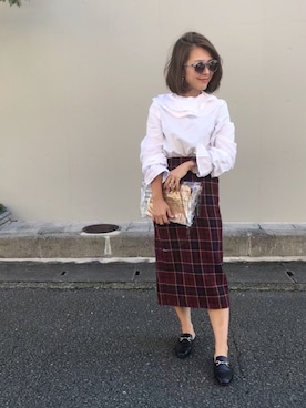 「H&M（エイチ・アンド・エム）のアイテム（サングラス）」を使った、TOSHIEさん（レディース・155cm）の秋コーディネート