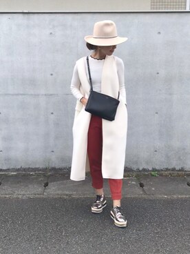 「ZARA（ザラ）のアイテム（ニット/セーター、ホワイト系）」を使った、TOSHIEさん（レディース・155cm）の秋コーディネート