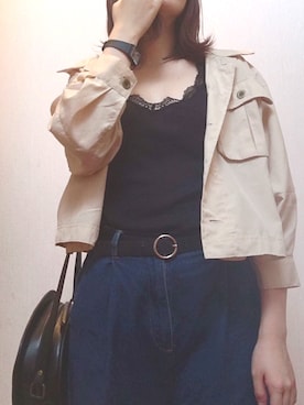 「ショッピング」｜「アイテム（アナログ腕時計）」を使った、muuuu＊さん（レディース・162cm）の秋コーディネート