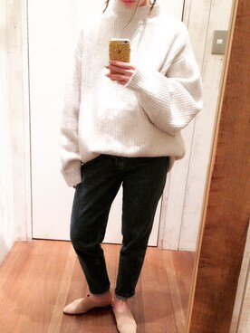 「ボリュームニット」｜「アイテム（その他シューズ）」を使った、M A M Iさん（レディース・162cm）の冬コーディネート