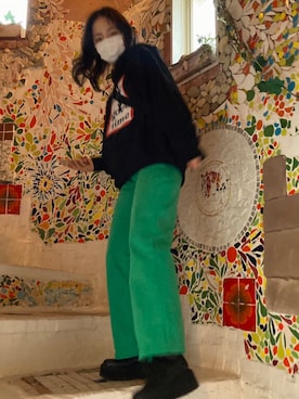 「Have a good time（ハバグッタイム）のアイテム（パーカー）」を使った、Manakaさん（レディース・161cm）の春コーディネート