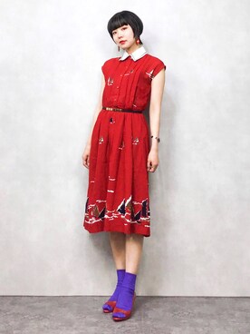 「red」｜「アイテム（その他）」を使った、COLLENTEさん（レディース・160cm）の春コーディネート