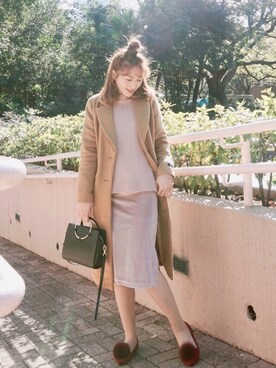 「LOWRYS FARM」｜「アイテム（ピーコート）」を使った、Katrina Cmさん（レディース・170cm）の冬コーディネート