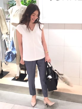 「アイテム（財布/小物、ベージュ系）」を使った、AOI(Tonal)さん（レディース・158cm）の春コーディネート