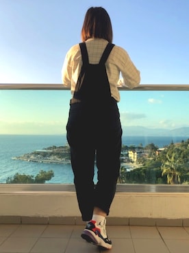 「NET（ネット）のアイテム（オールインワン・サロペット）」を使った、🐔咕 Giguさん（レディース・156cm）の春コーディネート