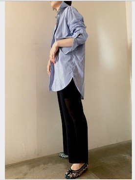 「アイテム（モカシン/デッキシューズ、グリーン系）」を使った、8.m.k.5さん（レディース・169cm）の春コーディネート