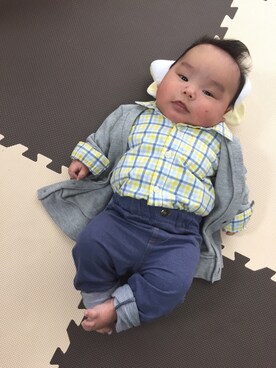 「3ヶ月」｜「アイテム（その他）」を使った、KZTさん（キッズ・60cm）の冬コーディネート