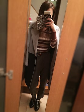 「ENVYM（アンビー）のアイテム（パンツ、グレー系）」を使った、がんでんさん（レディース・160cm）の冬コーディネート