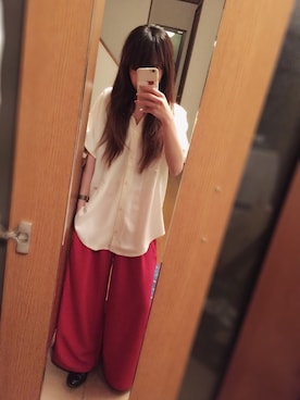 「HARE（ハレ）の2WAYバックレースアップブラウス（HARE）（シャツ/ブラウス、ホワイト系）」を使った、がんでんさん（レディース・160cm）の夏コーディネート