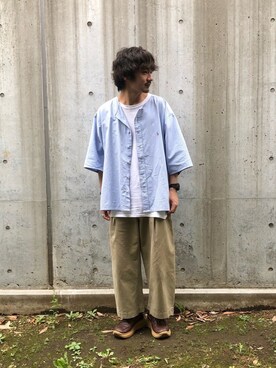 「is-ness（イズネス）のアイテム（シューズ）」を使った、オ・イツキさん（メンズ・171cm）の春コーディネート