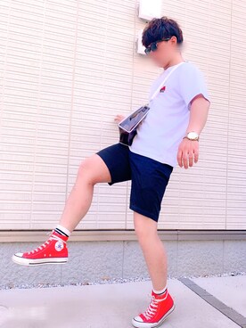 「CONVERSE（コンバース）のアイテム（ショルダーバッグ）」を使った、ハルキさん（メンズ・163cm）の春コーディネート